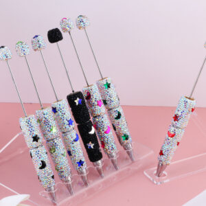 Wholesale Cross-border Live Hot Sale Colorful Star Star Moon Zircon Diamond Pen Ceramic Mud Full Diamond Beaded Pen DIY Beaded Accessories