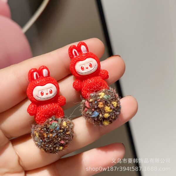 Wholesale Cute fluffy 925 silver needle earrings