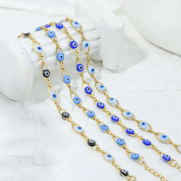 Wholesale PVD Coated Real Gold Plated 14K Gold Devil's Eye 304 Stainless Steel Vacation Waterproof Non Tarnish 304 Stainless Steel Bracelets