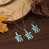 Wholesale Cross border bohemian turquoise turtle earring necklace suit vintage fashion jewelry suit