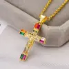 Wholesale Hip-hop Cross Copper 18k Gold Plated Zircon Pendant Necklace In Bulk