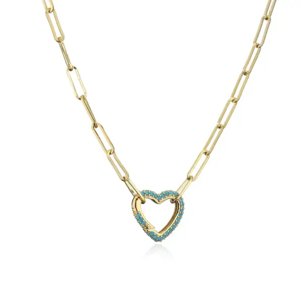 Wholesale Fashion Micro-inlaid Zircon Peach Heart Cable Chain Copper Necklace Wholesale Nihaojewelry