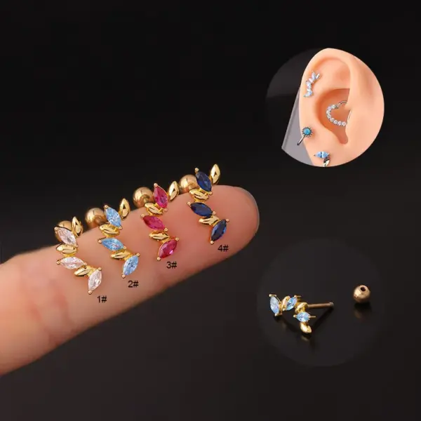 316L Stainless Steel Copper Zircon Ear Cartilage Rings & Studs Geometric Waterproof Non Tarnish Surgical Steel