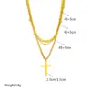 Wholesale 304 Stainless Steel Cross PVD Coated 18K Real Gold Plated Vacation Streetwear Waterproof Non Tarnish Layered Necklaces
