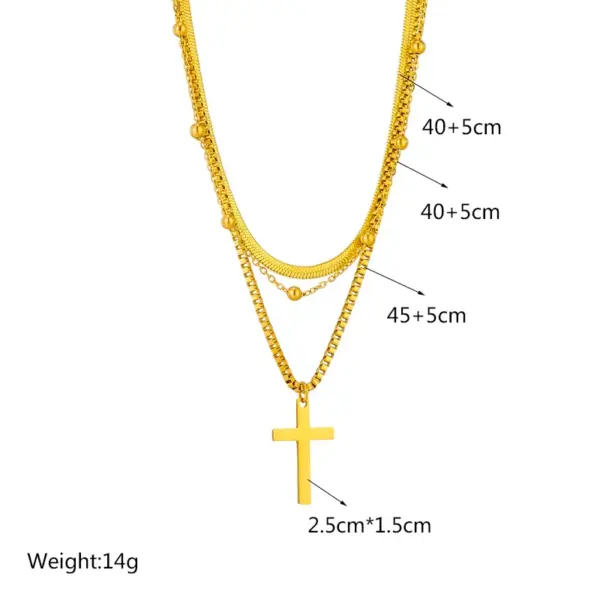 Wholesale 304 Stainless Steel Cross PVD Coated 18K Real Gold Plated Vacation Streetwear Waterproof Non Tarnish Layered Necklaces