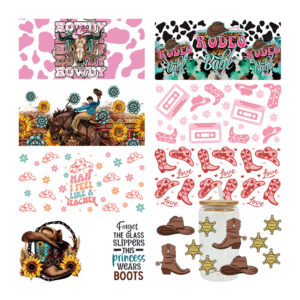 Wholesale UV transfer sticker glass crystal label Crystal sticker cross-border special sticker for 16oz glass cup 23cmX11cm