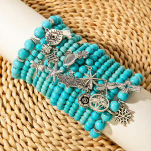 Wholesale Bohemian turquoise bracelet, cross, starfish, and sea turtle bracelet, European and American turquoise bracelet