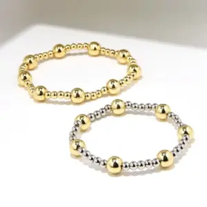 Retro Classic Style Round Copper Beaded Handmade Plating Gold Plated Bracelets