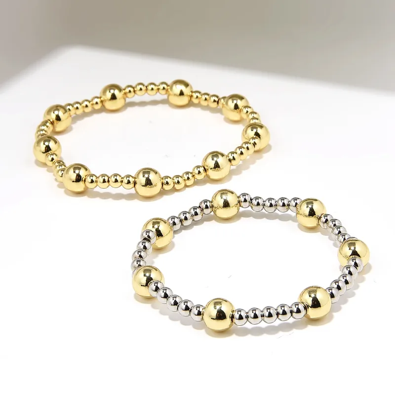 Wholesale Retro Classic Style Round Copper Beaded Handmade Plating Gold Plated Bracelets
