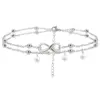 Wholesale Ins Style Infinity Imitation Pearl Titanium Steel Women's Anklet