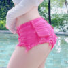 Wholesale New Korean Style Ultra-Low Waist Denim Shorts Hot Pants Bar Hottie Women's Sexy Ripped Jeans