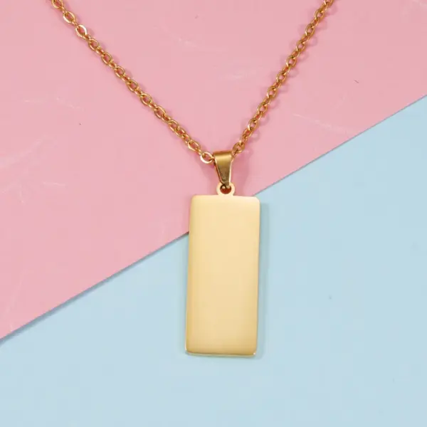 304 Stainless Steel Geometric Customization Laser Engraving PVD Coated 18K Real Gold Plated Simple Style Classic Style Waterproof Non Tarnish Rose Gold Gold Silver Pendant Necklace