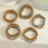 Wholesale Stainless Steel 18K Gold Plated Multi-Layer Beaded Elastic Rope Bracelet Casual Everyday Date Selfie Festival Geometric Heart Shape