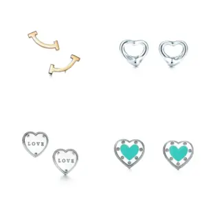 Wholesale Ion Plating (IP) 18K Gold Plated Geometric Letter Heart Shape 304 Stainless Steel Vintage Style Simple Style Waterproof Non Tarnish Ear Studs