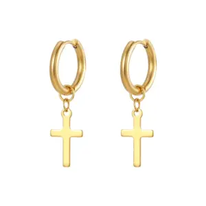 Hanging Cross Ear Clip Golden MS-054