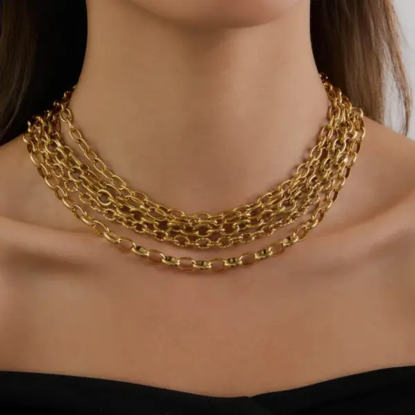 PVD Coated Real Gold Plated Geometric 316 Stainless Steel Simple Style Commute Waterproof Non Tarnish 316 Stainless Steel Chain Necklace