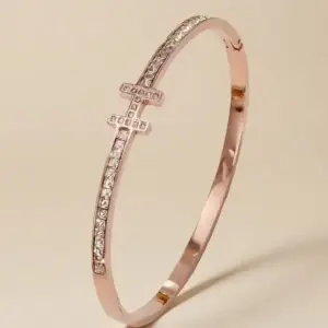39B-C-5 Rose Gold H-shaped Diamond Bracelet
