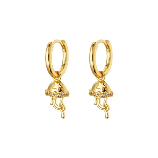 Copper Geometric PVD Coated Zircon White Gold Plated IG Style Elegant Vintage Style Hoop Earrings Drop Earrings