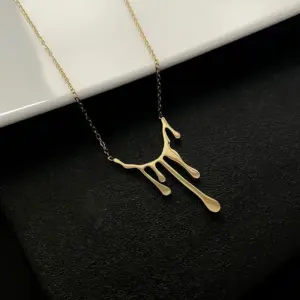 02-F6 Titanium Steel Water Drop Necklace / Gold