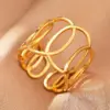 Wholesale Jewelry IG Style Retro Geometric Leaf 304 Stainless Steel Plating Open Rings