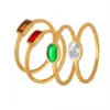 Wholesale 304 Stainless Steel Square Oval PVD Coated Glass Stone Zircon 18K Real Gold Plated Real Gold Plated Simple Style Waterproof Non Tarnish Plating Inlay Gold Rings