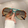 oly-a5a6c2e739969be4885f109f1fb6681f Wholesale Cross-border New Retro Fashion High-end Round Face Slimming Sunglasses Leopard Frame Double Beam Design Flat Mirror