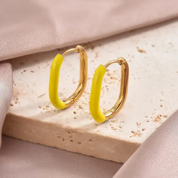 Wholesale PVD Coated Real Gold Plated U Shape 304 Stainless Steel Synthetic Resin IG Style Simple Style Waterproof Non Tarnish 304 Stainless Steel Earrings