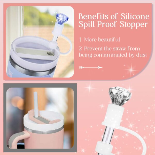 Wholesale Diamond-straw sleeve large cartoon cute dust cap plug doll silicone straw sleeve 8mm 10mm