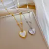 Wholesale Lady Heart Shape Shell Titanium Steel Plating Pendant Necklace 1 Piece