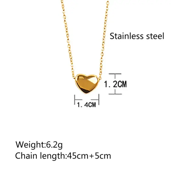 Wholesale PVD Coated Real Gold Plated 18K Gold Heart Shape 304 Stainless Steel Simple Style Commute Waterproof Non Tarnish 304 Stainless Steel Pendant Necklace