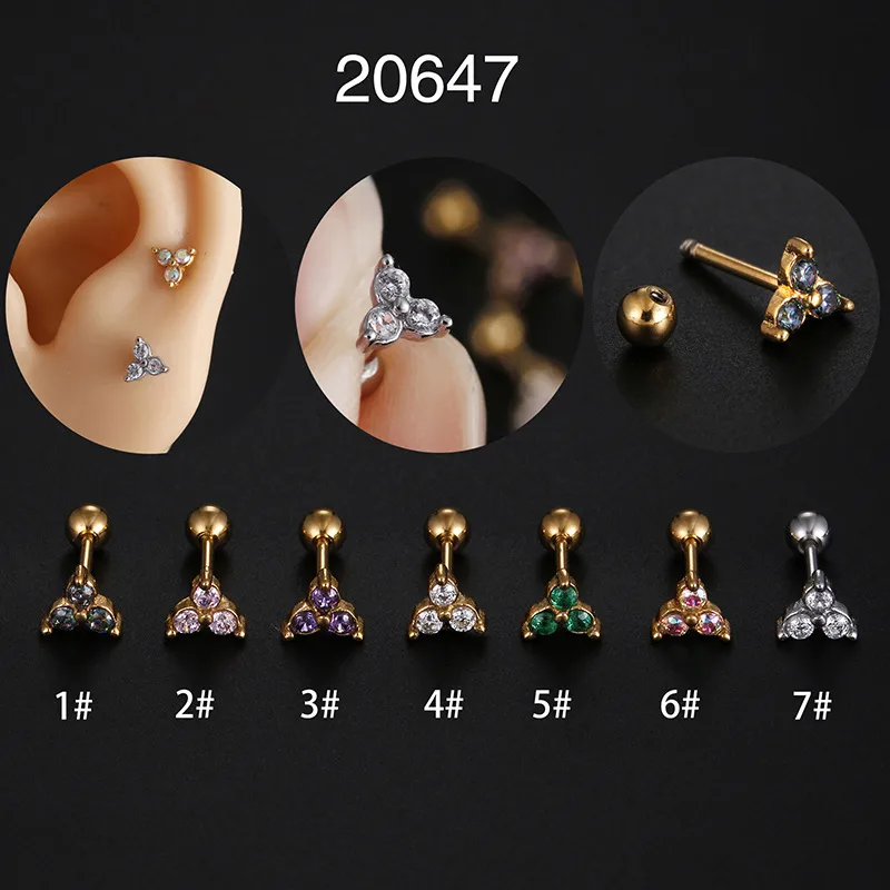 Wholesale 1 Piece Simple Style Round Inlay Stainless Steel Zircon Ear Studs