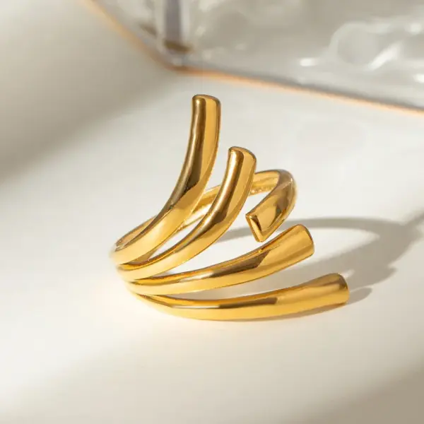 Wholesale Jewelry Simple Style Classic Style Geometric 304 Stainless Steel PVD Coated Open Rings