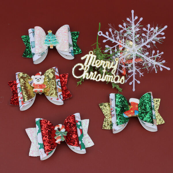 Wholesale Christmas Cartoon Christmas Tree Party Children's Headdress Bow Hairpin