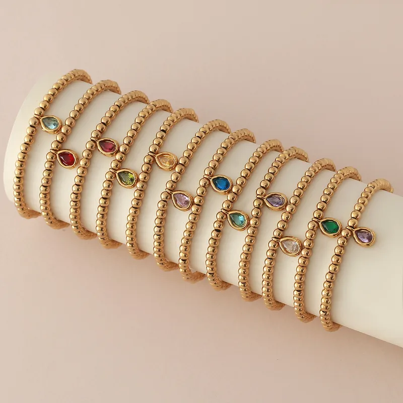 Wholesale Simple Style Water oplets 304 Stainless Steel Birthstone Bracelets In Bulk