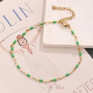 Green Lip Chain Anklet (Gold) / Length:230+50mm / 1 Strand/Package