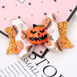 White Orange Halloween Hairpin