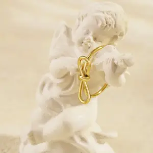 Wholesale PVD Coated Real Gold Plated 18K Gold Bow Knot 304 Stainless Steel Simple Style Waterproof Non Tarnish