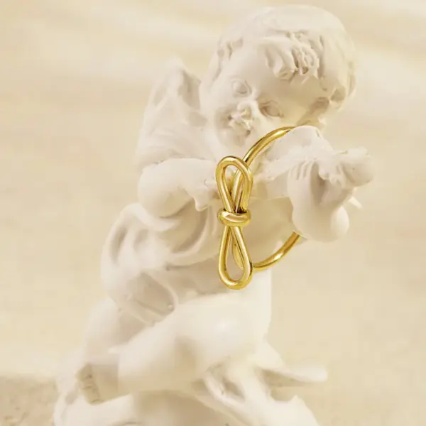 Wholesale PVD Coated Real Gold Plated 18K Gold Bow Knot 304 Stainless Steel Simple Style Waterproof Non Tarnish