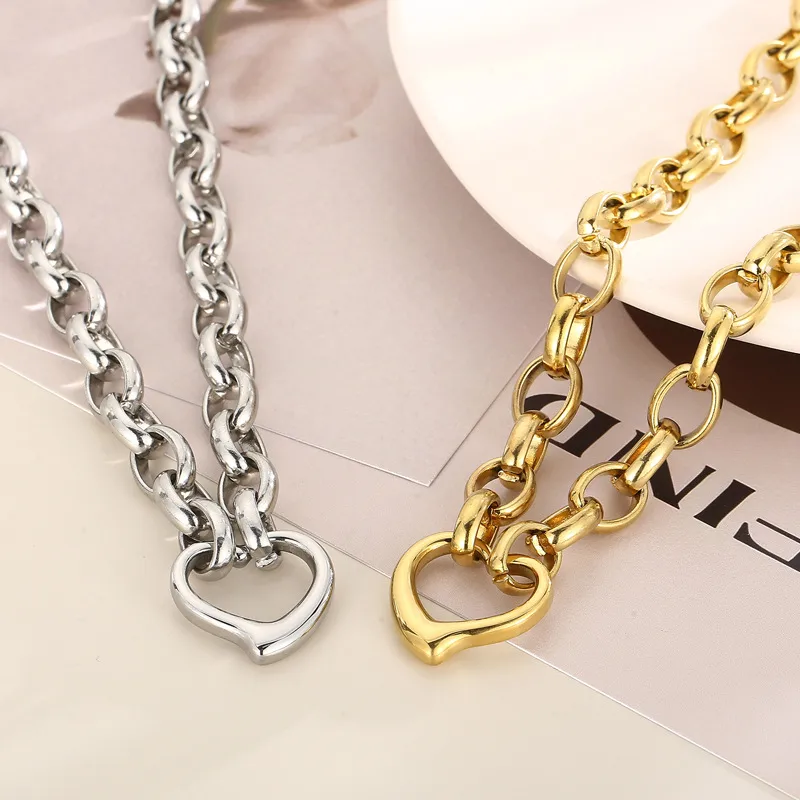Wholesale 18K Real Gold Plated 304 Stainless Steel PVD Coated Heart Shape Waterproof Non Tarnish Plating Hollow Out O-shaped Chain Bracelets Earrings