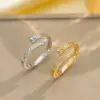 Wholesale Jewelry Elegant Classic Style Heart Shape Snake Butterfly Copper Zircon 18K Gold Plated K Gold Plated Inlay Open Rings