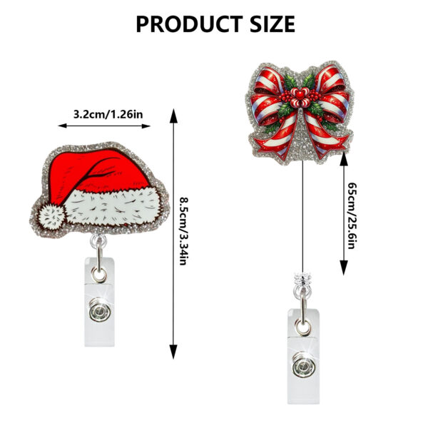 Wholesale Christmas Acrylic Glitter Gingerbread Man Santa Claus Retractable Easy-Pull Nurse Badge Reel Easy-Pull Buckle