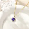 Wholesale Jewelry Simple Style Classic Style Heart Shape Copper Rhinestones K Gold Plated Vacuum Plating Inlay Stupid Chain Pendant Necklace
