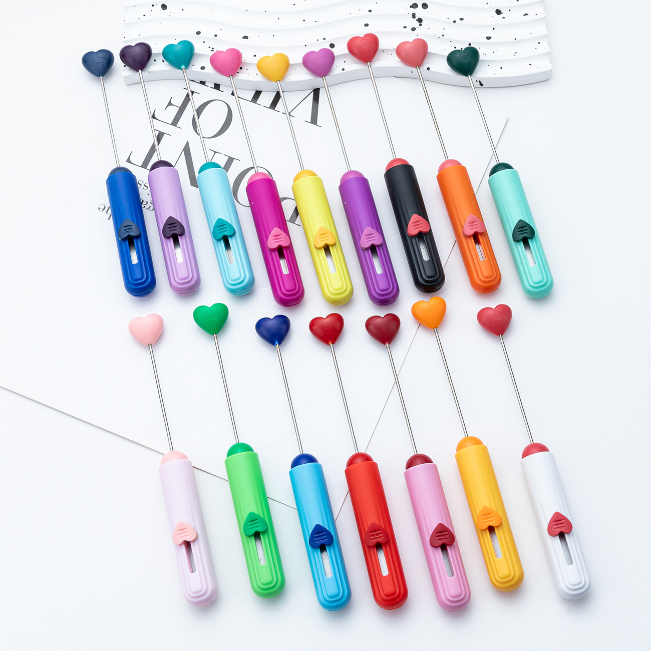 Wholesale New DIY beaded courier knife, rtable courier knife, student/oice paper cutter, craft knife, heart-shaped knife