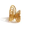 Wholesale PVD Coated 18K Gold Real Gold Plated Geometric 304 Stainless Steel French Style Commute IG Style Waterproof Non Tarnish Open Rings