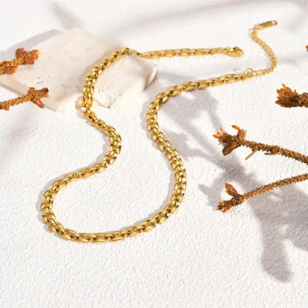 Wholesale 304 Stainless Steel Splicing PVD Coated 18K Real Gold Plated Real Gold Plated Modern Style Classic Style Waterproof Non Tarnish Mixed Metal Bracelets Necklace