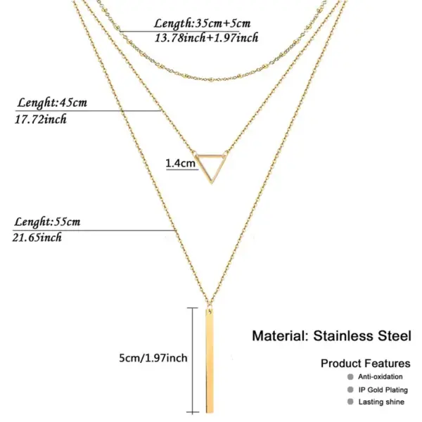 Wholesale Streetwear Geometric Stainless Steel Layered Necklaces