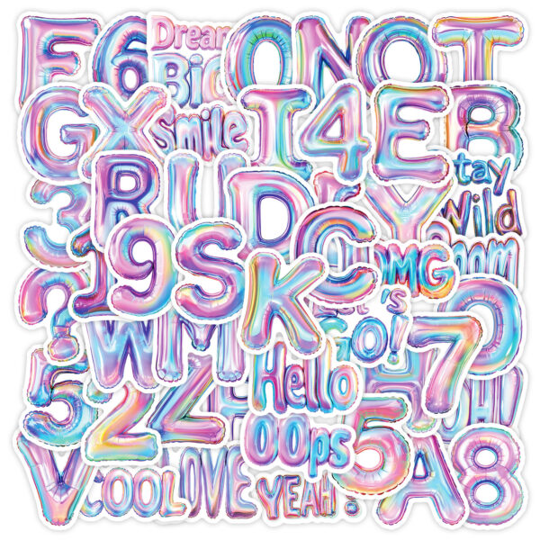 Wholesale New 50 non-repeating balloons English alphanumeric cartoon graffiti stickers guitar skateboard luggage decoration
