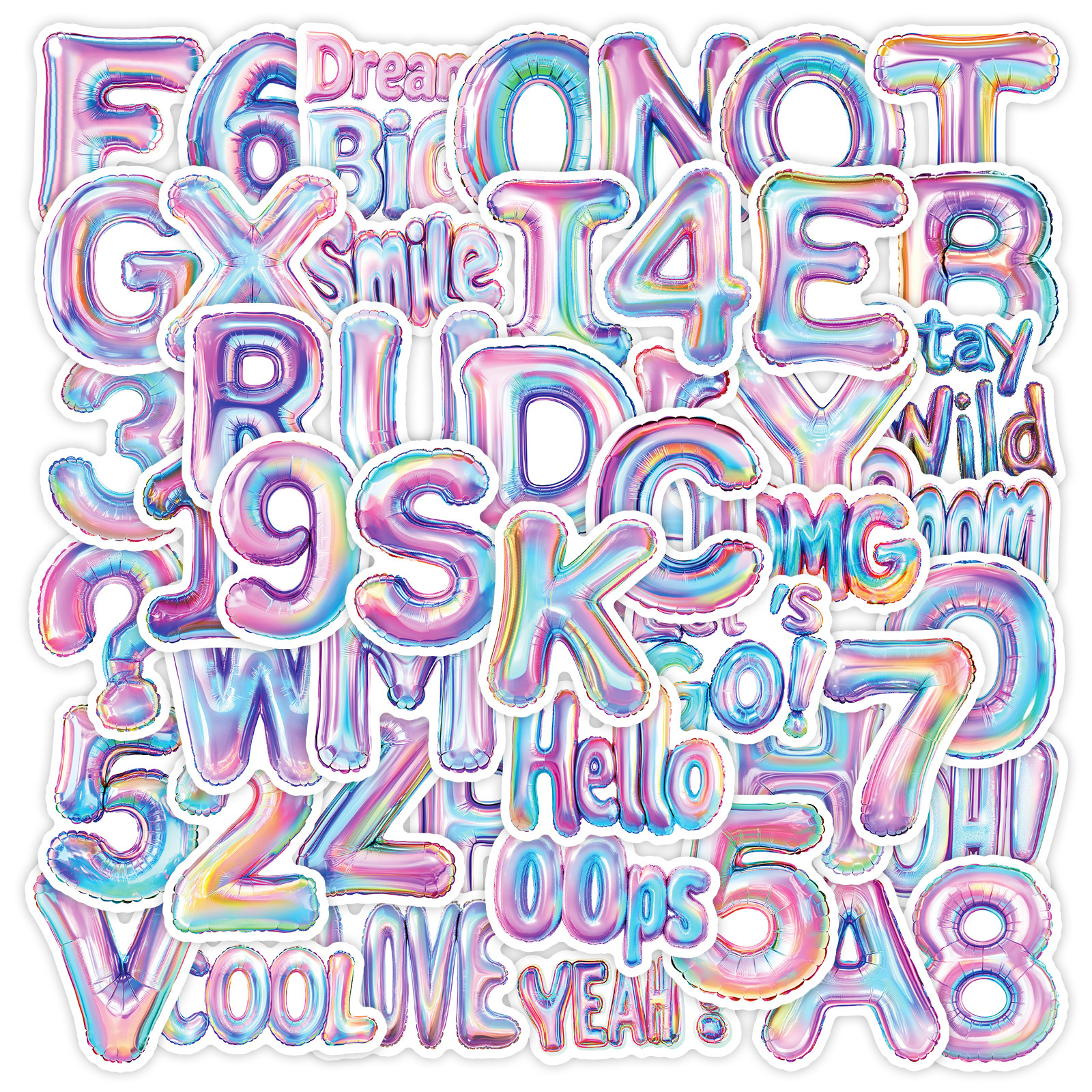 Wholesale New 50 non-repeating balloons English alphanumeric cartoon graiti stickers guitar skateboard lage decoration