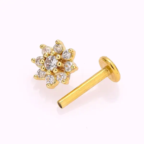 1 Piece Lip Rings Simple Style Commute Leaves Heart Shape Flower 316L Stainless Steel Waterproof Non Tarnish Surgical Steel Zircon Ion Plating (IP) 18K Gold Plated Ear Cartilage Rings & Studs