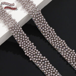 6 dark purple gray pearl style / 1.5cm double-layer hot melt adhesive colorful round pearl adhesive strip